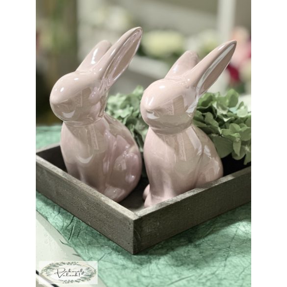 Nyúl nyuszi pasztell rózsaszín kerámia elegáns nyuszi