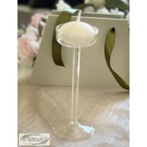   Mécses tartó kerek, üveg magas lábakkal 14 cm 400 Ft/db  bérelhető 