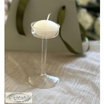   Mécses tartó kerek, üveg magas lábakkal 11 cm 300 Ft/db  bérelhető 