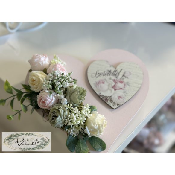 Szív fa dekor díszítve