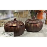 Tök kaspó tetővel 14 cm barnás arany