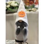 Manó figura LED-es fehér sapka tökkel  35 cm