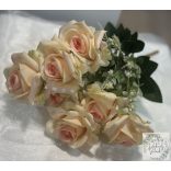 Rózsa csokor barack 31 cm 7 ág  belseje sötétebb barack