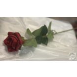 Rózsa szál 37 cm mű vörös piros, levelekkel