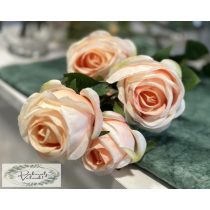Rózsa ág 6 fejes élethű  halvány barack