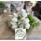 Tulipán köteg Real Touch élethű  32 cm fehér ( 9 szál )