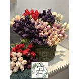 Tulipán köteg Real Touch élethű  32 cm fehér ( 9 szál )