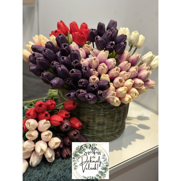 Tulipán köteg Real Touch élethű  32 cm fehér ( 9 szál )