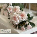 Rózsabimbó csokor 7 ágú 31 cm púder rózsaszín