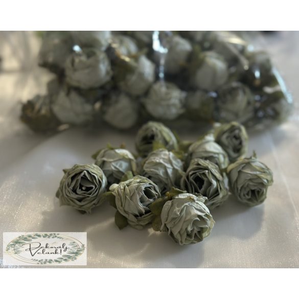 Rózsa fej 3 cm vintage zöld menta zsálya