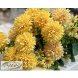 Gömb dália csokor zölddel 10 ág, 40 cm pasztell sárga