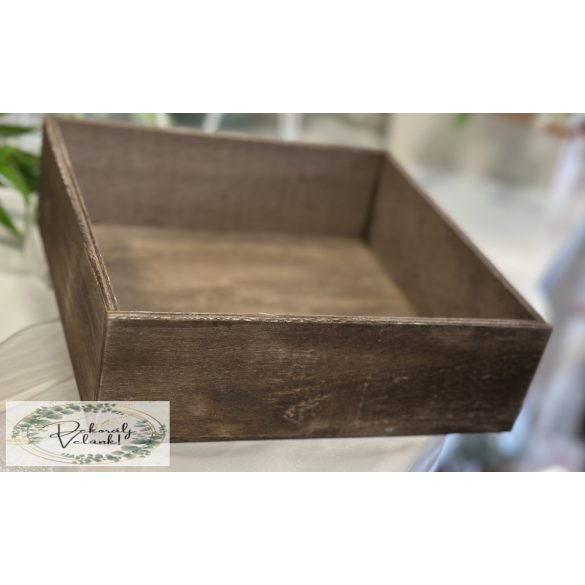 Fa doboz barna  20*20 cm dekor tál 