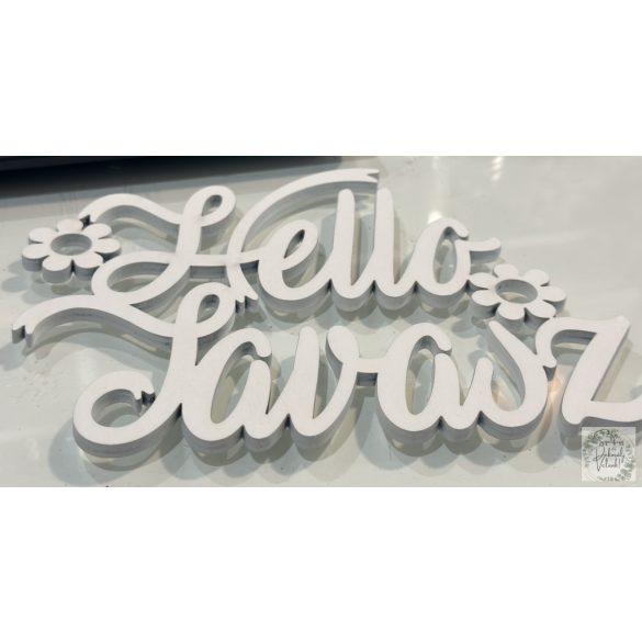 Dekor tábla Hello Tavasz  15*19 cm fehér