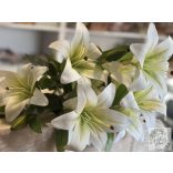 Királyliliom fehér 55 cm  2 virág levelekkel mű
