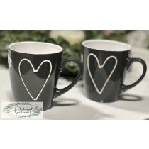 Bögre 7,5*8,5 cm  szíves szürke 380