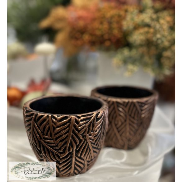 Kaspó kerámia bronz rusztikus 11*10 cm, törékeny !!