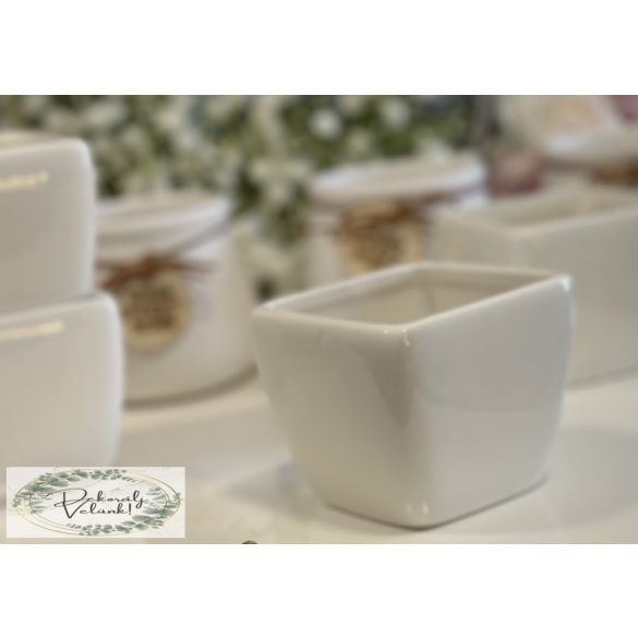 Kaspó magasított kocka 8*6,5 cm fehér