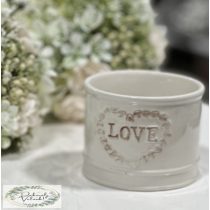 Kaspó LOVE  felirattal 9*10 cm bézs világos 