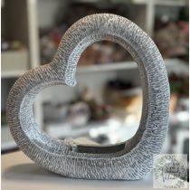 Szív alakú dekoráció, díszíthető 25*22 cm szürke