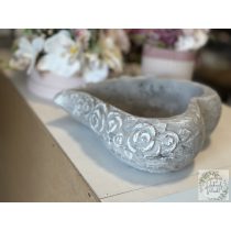   Beton tál kaspó fagyálló 21*20*6 cm szív alakú, törékeny !!