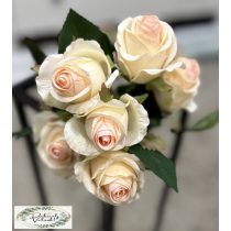   Rózsa csokor 74 cm száron, 7 db fej: 6cm , púder rózsaszín