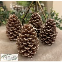 Gyertya 52*70 mm kontúrozott toboz barna