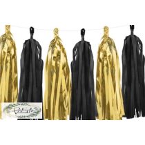 Füzér girland arany fekete bojtok 1,5 m