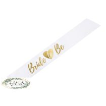 Vállszalag Bride to be fehér arany betűkkel 75 cm