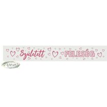   Vállszalag született feleség fehér, rózsaszín felirattal