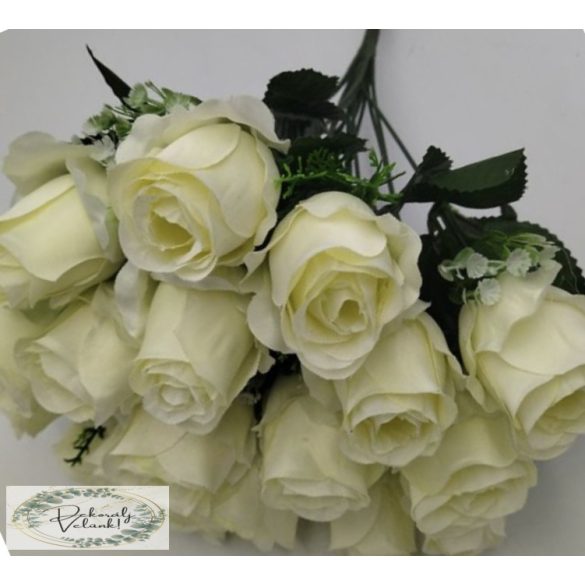 Rózsa csokor bimbós 18 db-os,hossz : 37 cm krém