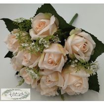   Rózsa csokor bimbós  12  ág ,hossz : 32 cm halvány rózsaszín 1797