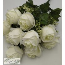 Rózsa csokor élethű 12 ág ,hossz : 49 cm törtfehér