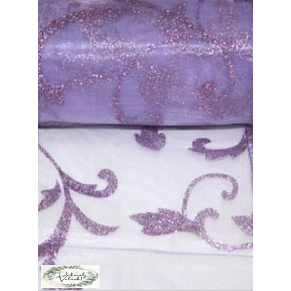 11cm x 10m organza inda mintás világos lila