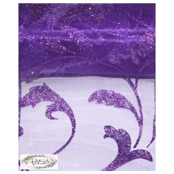 11cm x 10m organza inda mintás sötét lila