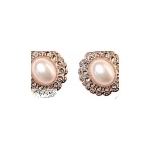 Strasszos dísz gyöngy kiegészítő  fehér rosegold 2,5 * 3 cm