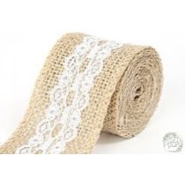 Juta szalag csipkével 5cm x 5 m natúr 