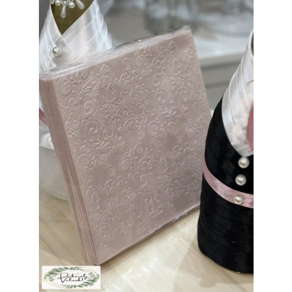 Szalvéta 33*33 cm,3 rétegű, textil hatású, PÚDER BÉZS