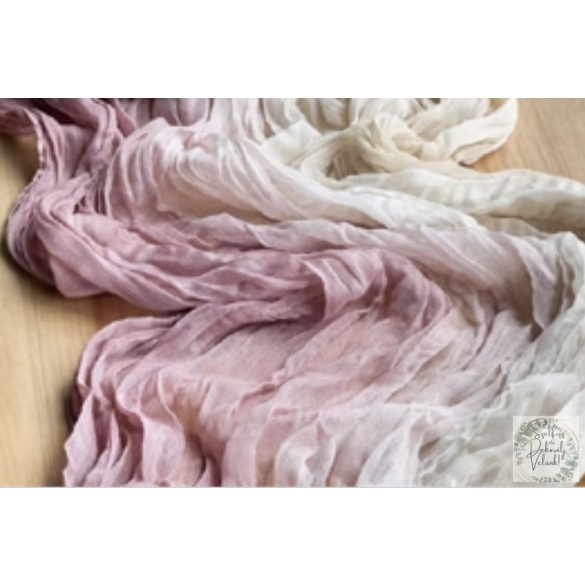 Géz anyag  színátmenetes 90 cm * 3 m  krém / vintage rózsaszín ombrés