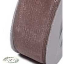 1,5 cm x 22 m organza szalag sötét bézs