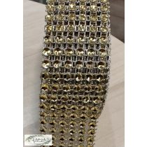 Strassz dekor 6 soros 3 cm 4,5 m arany 