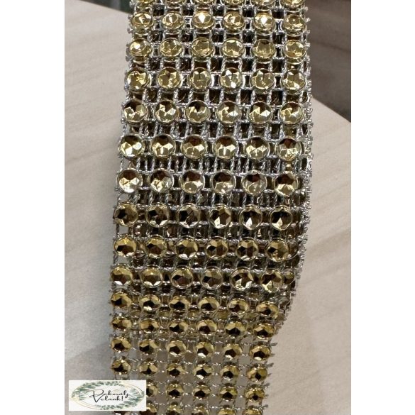 Strassz dekor 6 soros 3 cm 4,5 m arany 