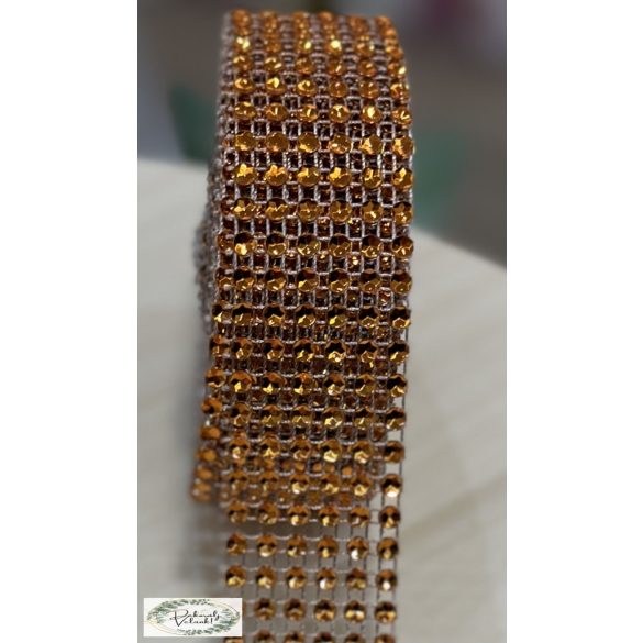Strassz dekor 6 soros 3 cm 4,5 m bronz