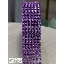 Strassz dekor 6 soros 3 cm 4,5 m lila