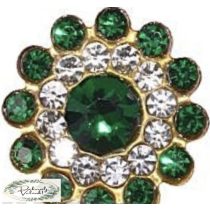   Strasszos dísz gyöngy kiegészítő 14mm arany-ezüst-smaragdzöld