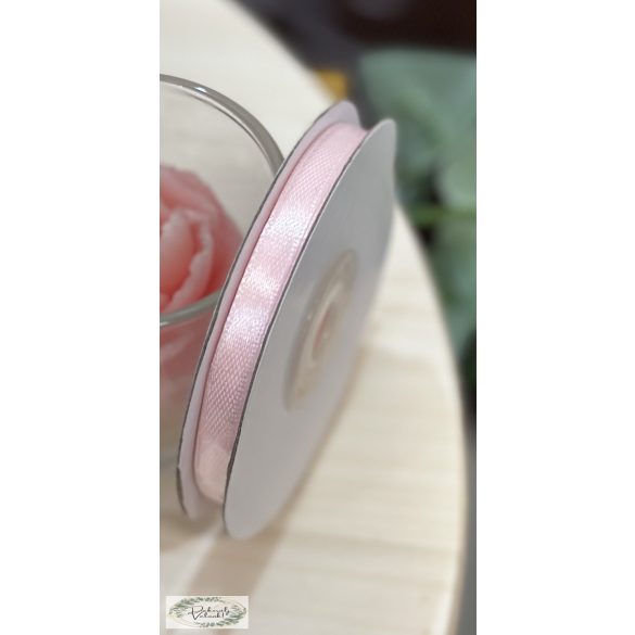 6mm x 22m szatén szalag halvány rózsaszín