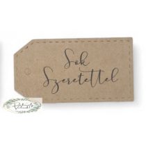   Dekor kártya Sok szeretettel  felirat 6,3*3,3 cm, 10 db/csomag , karton natúr