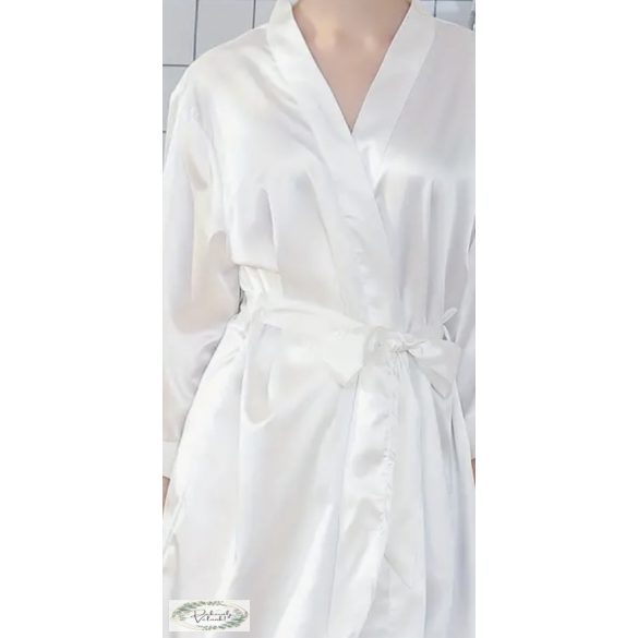 Köntös készülődő Bride arany felirattal fehér selyem 