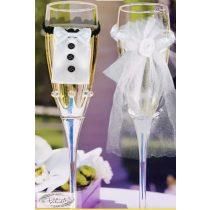 Mr & Mrs ruha pezsgős pohárra 