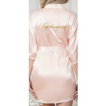   Köntös készülődő Bridesmaid arany felirattal rózsaszín selyem