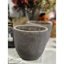 Kaspó kő fa mintás szürke 14*12,5 cm
